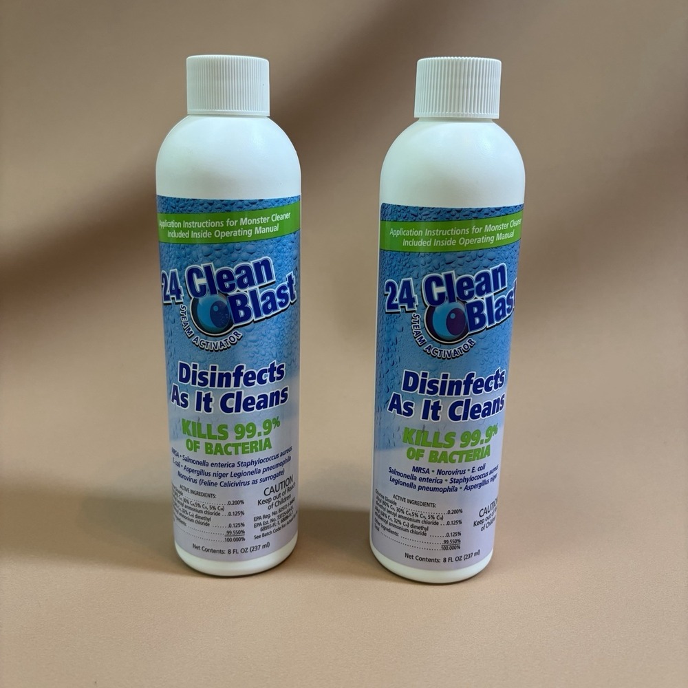 2 Bottles EUROFLEX 24 Clean Blast Steam Activator Disinfects‎ 8oz Each - Sealed